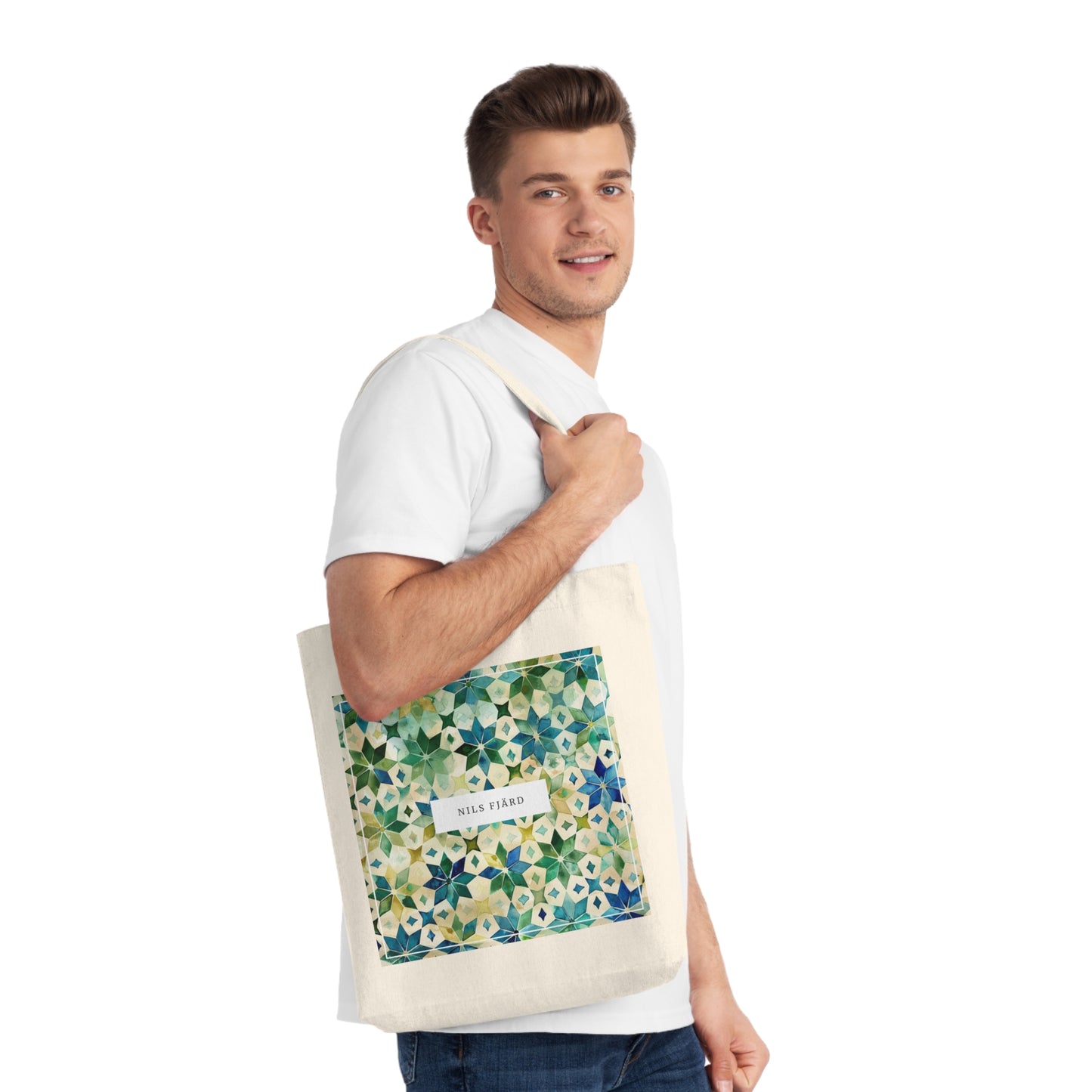 Zellige Moroccan-Style Woven Tote Bag