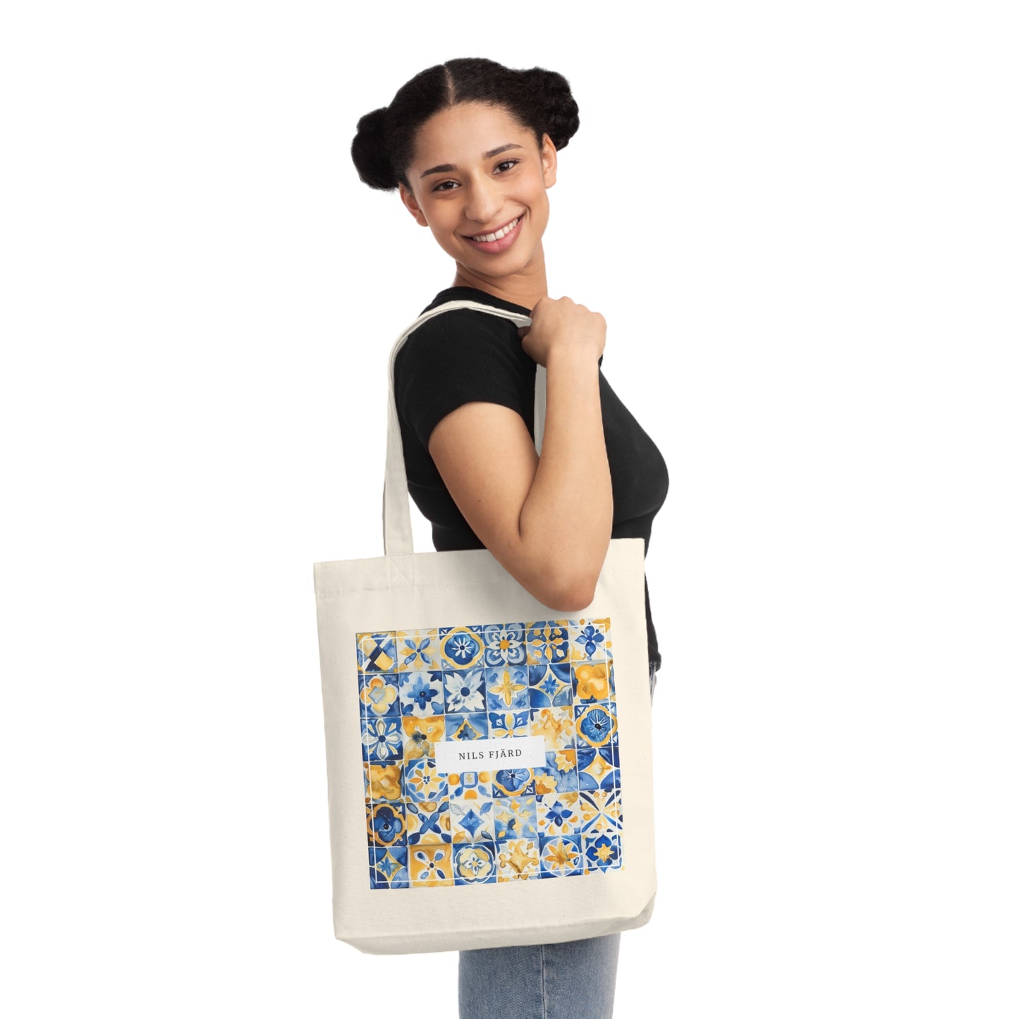 Puebla Talavera Mexican-Style Woven Tote Bag - Design No. 2