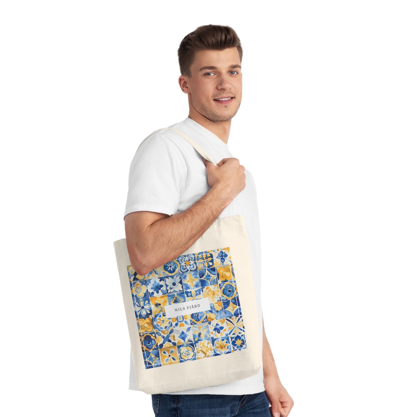 Puebla Talavera Mexican-Style Woven Tote Bag - Design No. 2