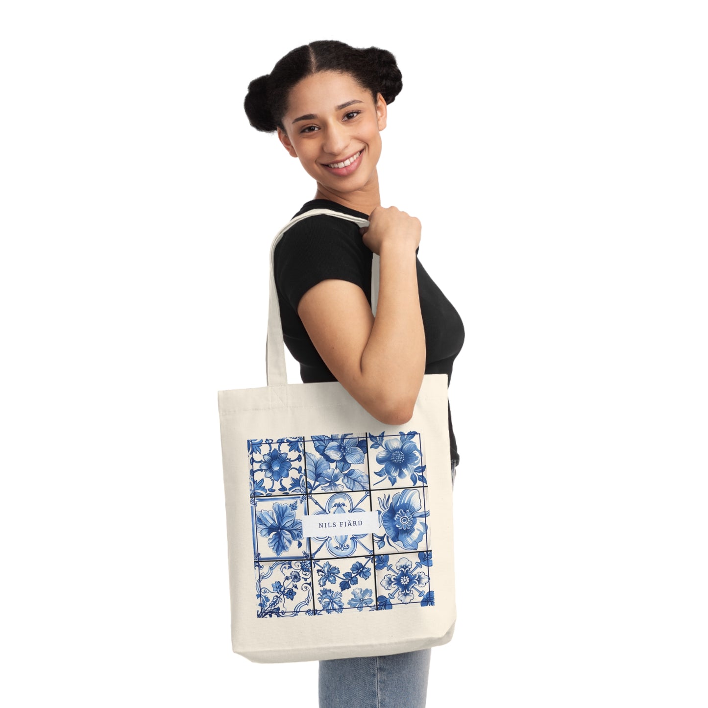 Delftware Dutch-Style Woven Tote Bag - Design No. 2