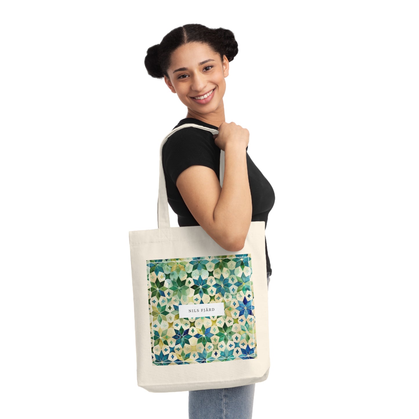 Zellige Moroccan-Style Woven Tote Bag