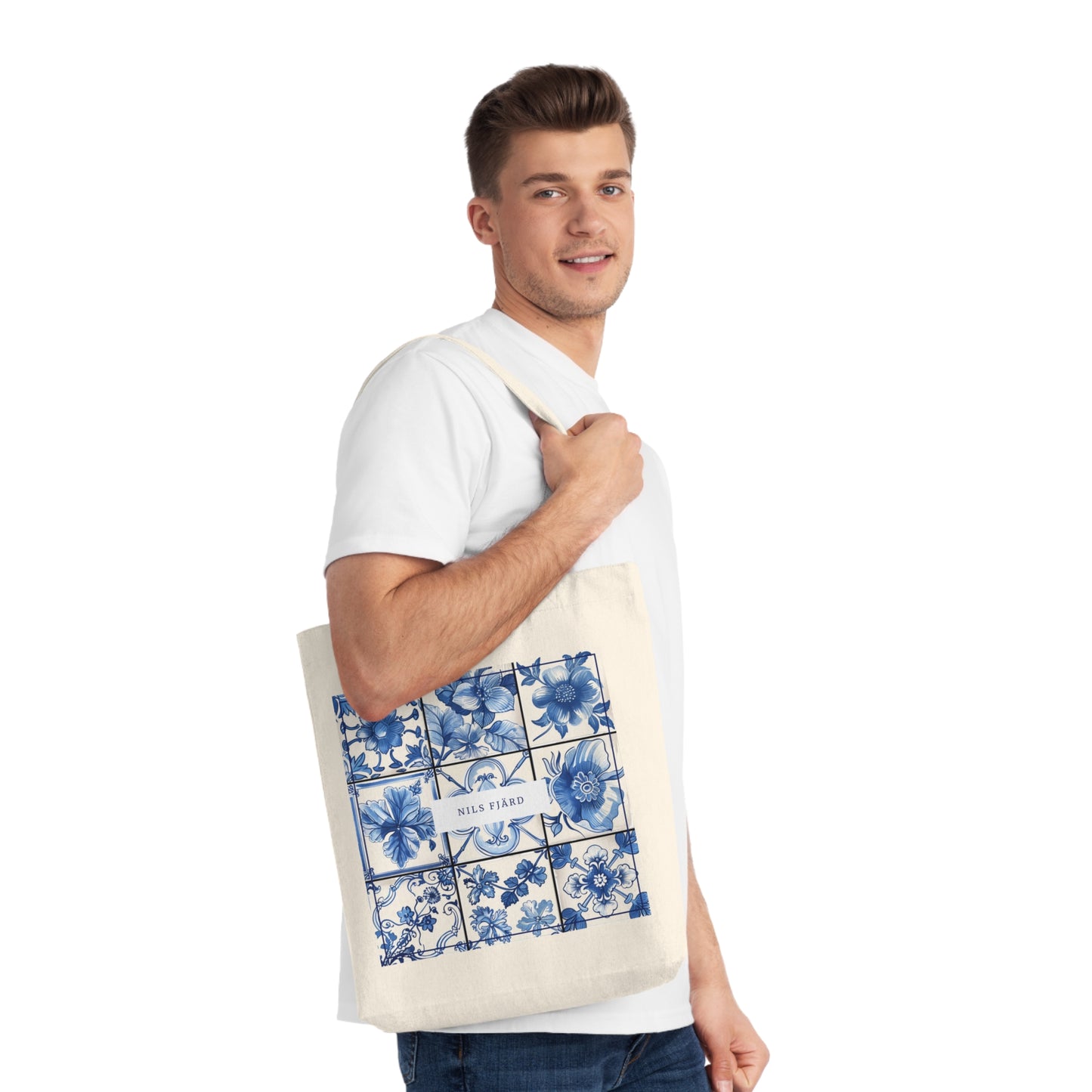 Delftware Dutch-Style Woven Tote Bag - Design No. 2